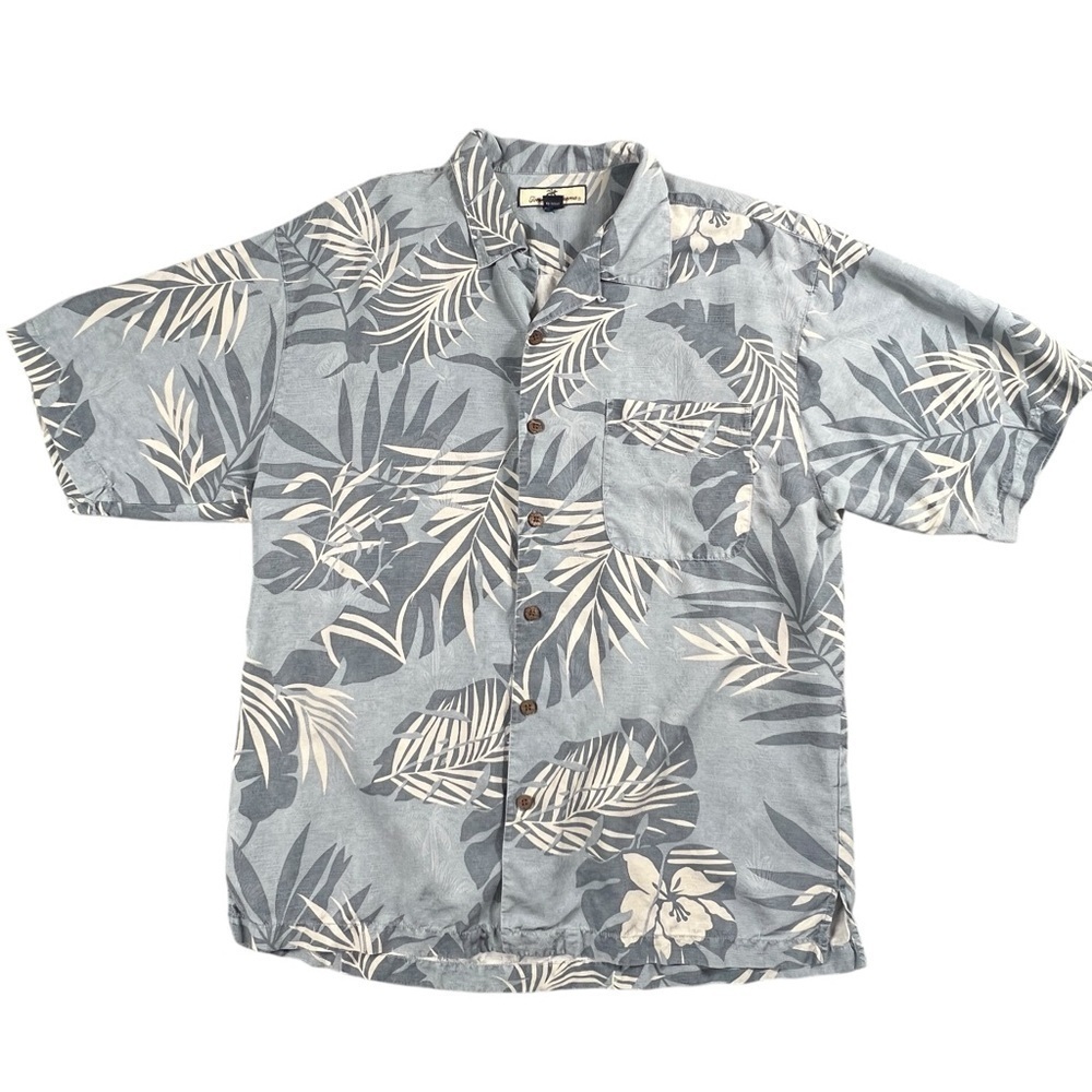 Tommy Bahama Floral Button Down Men's Large Short Sleeve Hawaiian Print Silk